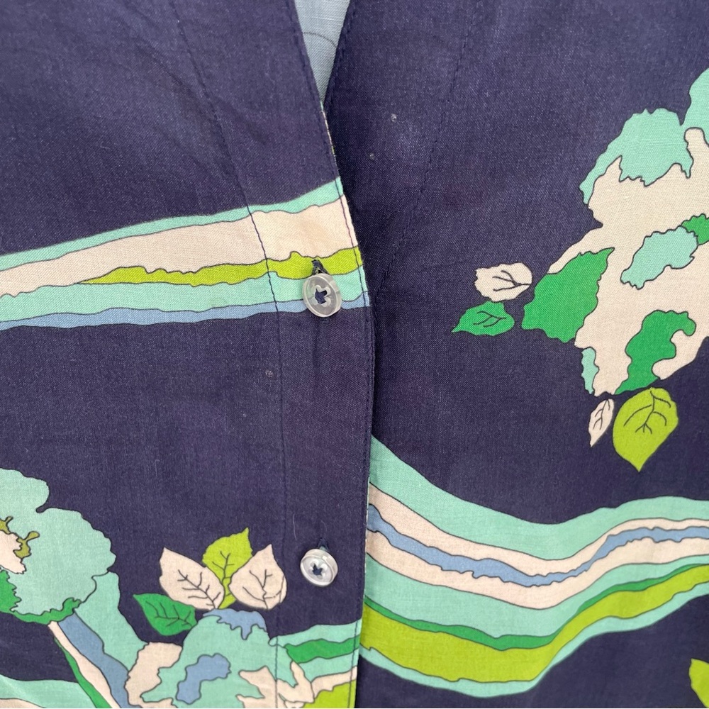 VILAGALLO Brisvane Juliet Cotton Viscose Shirt Green Navy Size 46 - Picture 7 of 10